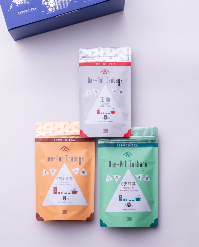 三角茶袋3種セット(玉露、くき煎茶、くきほうじ茶)