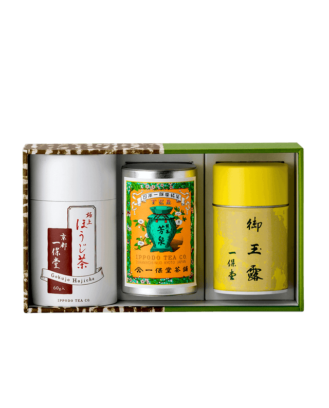 玉露 滴露 小缶・煎茶 芳泉 小缶・極上ほうじ茶 紙筒