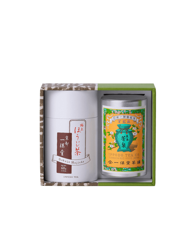煎茶 芳泉 小缶・極上ほうじ茶 紙筒