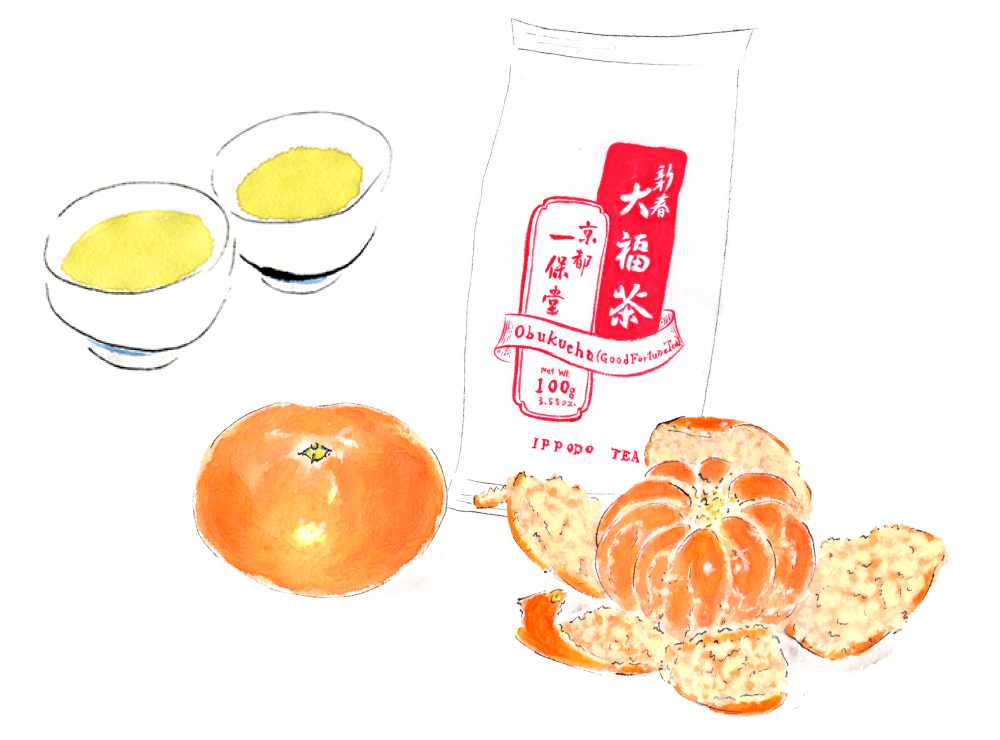 みかんと大福茶。